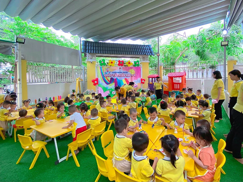 Trường mầm non Hồng Hà tổ chức nhiều hoạt động để chào đón ngày đặc biệt này. Ảnh: Hồng Quỳnh