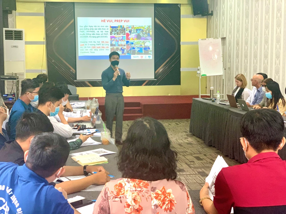 Tổ chức HAIVN tổng kết 3 tháng triển khai hoạt động hỗ trợ nâng cao nhận thức về PrEP ngày 26-9. Ảnh: HL