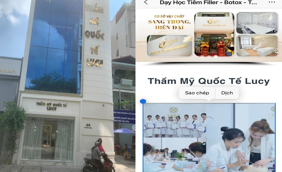 Thẩm mỹ quốc tế Lucy ngang nhiên hoạt động trái phép khi vẫn trong thời hạn đình chỉ hoạt động. Ảnh: SYT hoạt động trái phép -1
