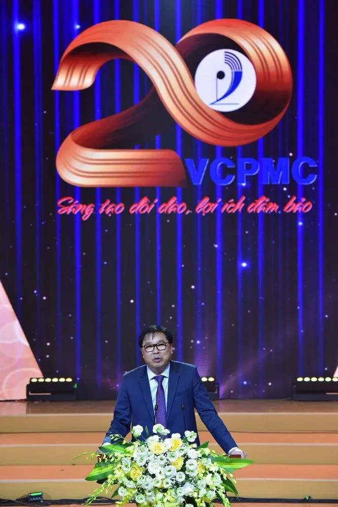 Nhạc sĩ Đinh Trung Cẩn, Tổng giám đốc VCPMC phát biểu tại sự kiện. Ảnh: VT Nhạc sĩ Đinh Trung Cẩn, Tổng giám đốc VCPMC phát biểu tại sự kiện. Ảnh: VT