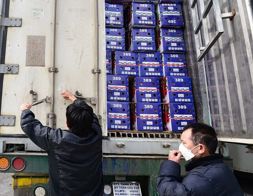 Nông sản chờ thông quan qua cửa khẩu Lạng Sơn. Ảnh: TÙNG ĐINH Nông sản chờ thông quan qua cửa khẩu Lạng Sơn. Ảnh: TÙNG ĐINH