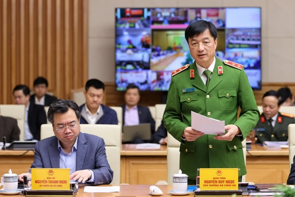 Thứ trưởng Bộ Công an Nguyễn Duy Ngọc phát biểu tại Hội nghị - Ảnh: VGP.