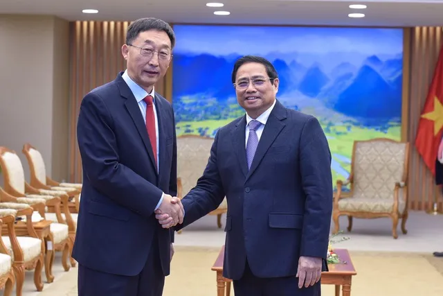 Thủ tướng Chính phủ Phạm Minh Chính tại buổi tiếp ông Lưu Ninh. Ảnh: VGP.