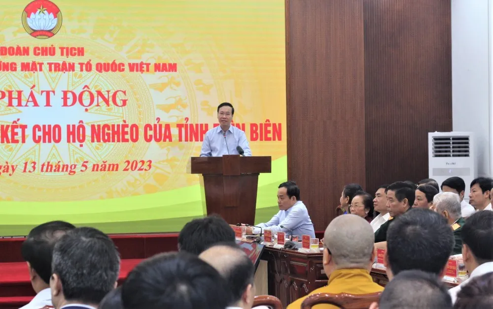 Chủ tịch nước Võ Văn Thưởng đánh giá, đây là việc làm đẹp, thể hiện tinh thần nhân văn, nhân ái. Ảnh: VT.