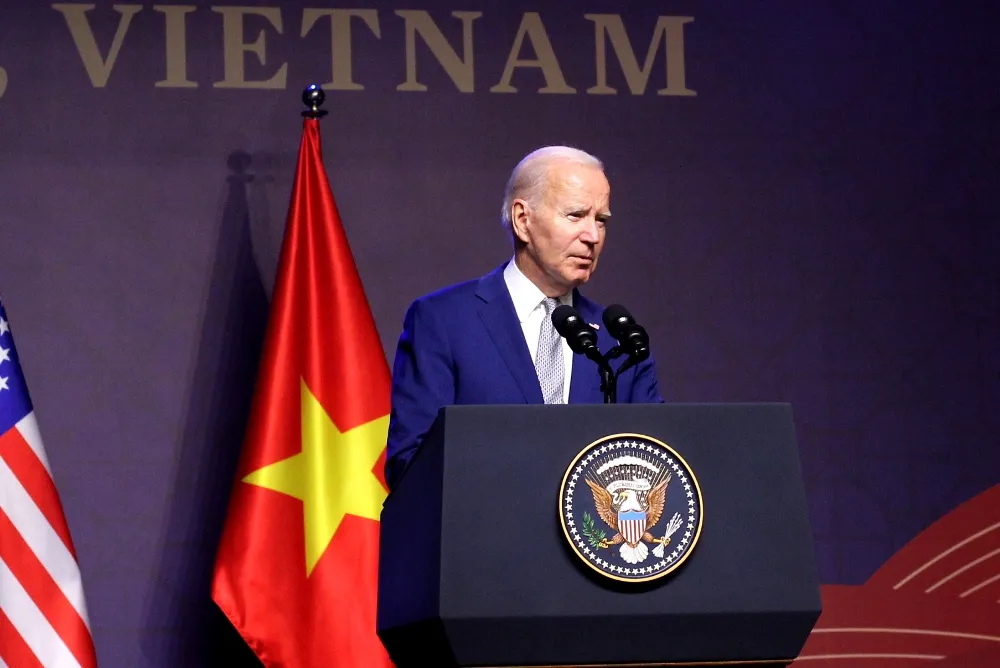 Tổng thống Mỹ Joe Biden tại cuộc họp báo diễn ra vào tối 10-9. Ảnh: VT Tổng thống Mỹ Joe Biden tại cuộc họp báo diễn ra vào tối 10-9. Ảnh: VT