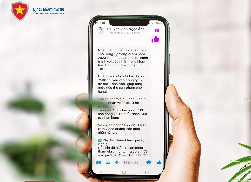 Các đối tượng gửi lời mời nhận quà tặng từ một thương hiệu thời trang để lừa đảo. Ảnh: Cục ATTT. canh-bao-lua-dao-truc-tuyen-mao-danh-lanh-dao-tai-bo-cong-an-goi-dien-doa-bi-thu-chu-tich-xa-4.jpg