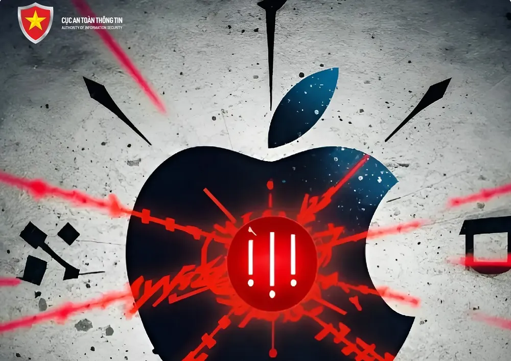 Apple gửi cảnh báo tới những người dùng iPhone trong diện có nguy cơ trở thành nạn nhân của "cuộc tấn công phần mềm gián điệp đánh thuê". Ảnh: Cục ATTT. chiem-doat-90-ty-tu-thu-doan-lua-dao-ban-dien-thoai-chinh-hang-gia-re-2.jpg