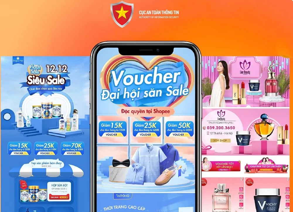 Các đối tượng lập ra các gian hàng ảo trên ứng dụng mua sắm trực tuyến Shopee để đưa nạn nhân vào tròng rồi chiếm đoạt tiền. Ảnh: Cục ATTT nhận hoa hồng