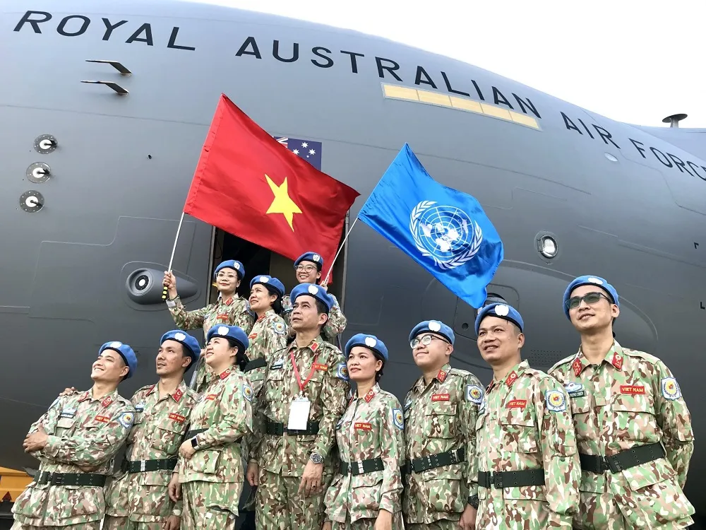 Lực lượng Gìn giữ hòa bình Việt Nam. Ảnh: Cục GGHB. luc-luong-gin-giu-hoa-binh-viet-nam-da-quang-ba-hinh-anh-nguoi-linh-mu-noi-xanh-viet-nam-2.jpg