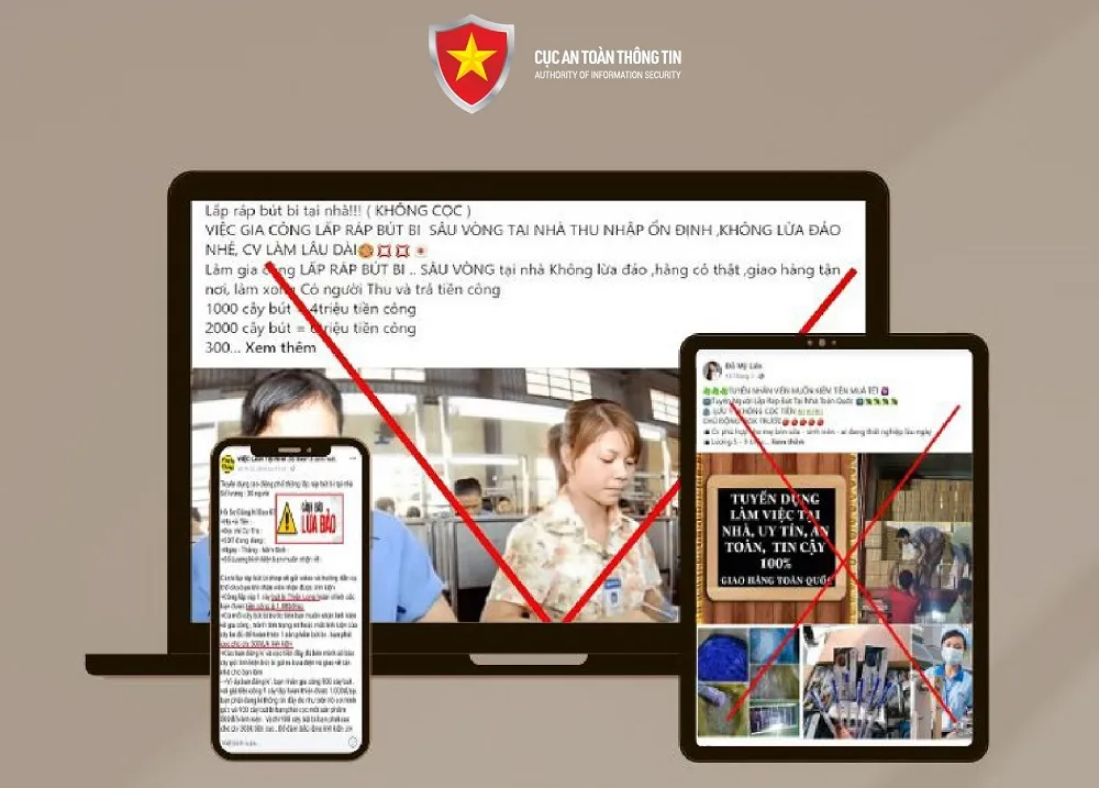 Các đối tượng đăng tải nội dung tuyển nhân viên làm công việc lắp ráp bút bi tại nhà nhằm thực hiện hành vi lừa đảo chiếm đoạt tài sản. Ảnh: Cục ATTT. tuyen-nhan-vien-lam-cong-viec-lap-rap-but-bi-tai-nha-la-lua-dao-truc-tuyen-3.jpeg