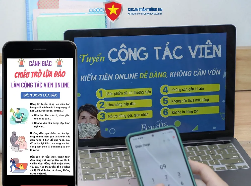 Hình thức lừa đảo "nhận link làm nhiệm vụ, được hưởng hoa hồng". Ảnh: Cục ATTT tp-hcm-xuat-hien-thu-doan-treo-the-la-chua-ma-qr-tren-xe-cua-nha-3.jpg