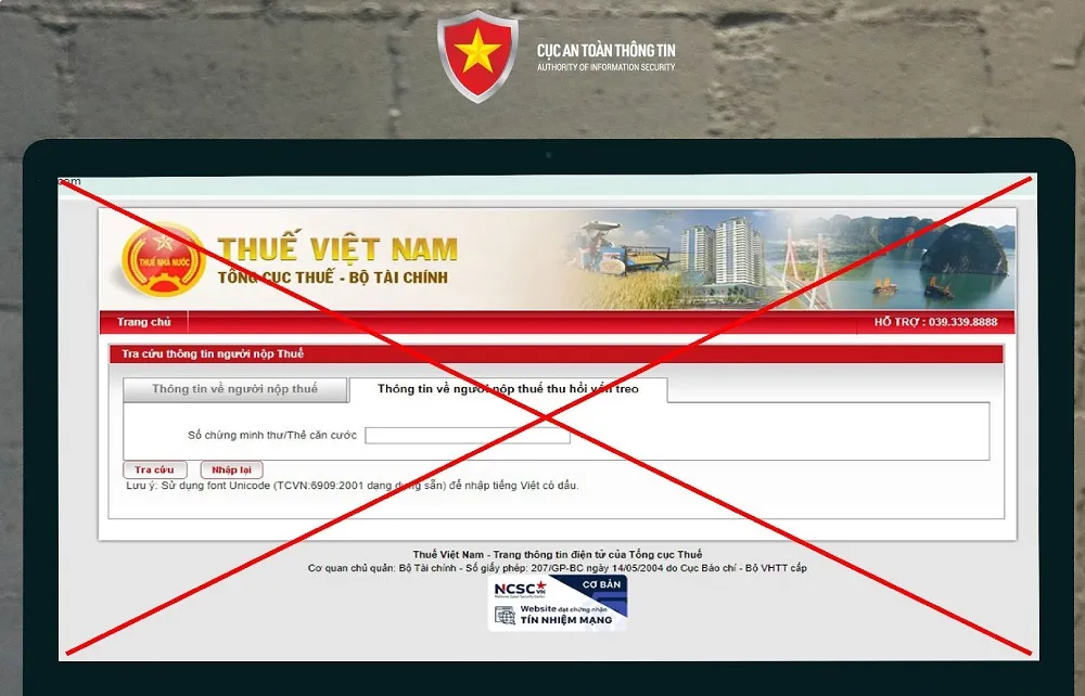 Tổng cục Thuế khẳng định website nói trên không nằm trong hệ thống quản lý website của Tổng cục Thuế. Ảnh: Cục ATTT Sụp bẫy chơi game cho vui, người phụ nữ bị 'bốc hơi' 5,6 tỉ đồng