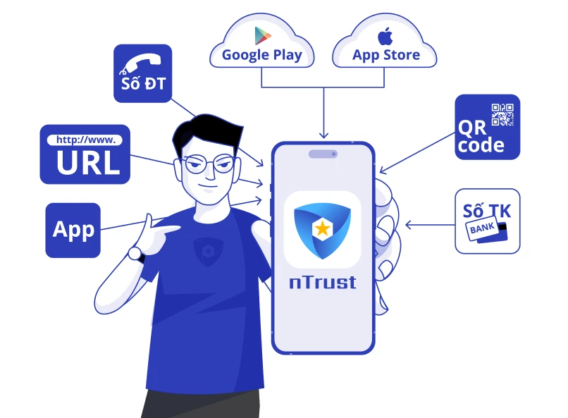 Phần mềm phòng chống lừa đảo nTrust đã có trên Google Play với hệ điều hành Android và App Store với hệ điều hành iOS (điện thoại iPhone). phần mềm phòng chống lừa đảo