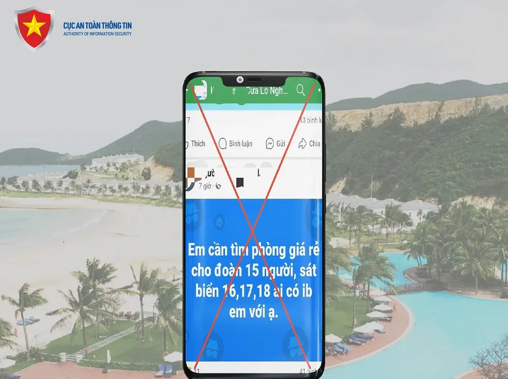 Đối tượng đã truy cập Fanpage “Review Cô Tô tất tần tật” trên Facebook, tìm kiếm nạn nhân. Ảnh: Cục ATTT. mua-ve-may-bay-gia-re-bat-ngo-ra-san-bay-moi-biet-bi-lua.jpeg