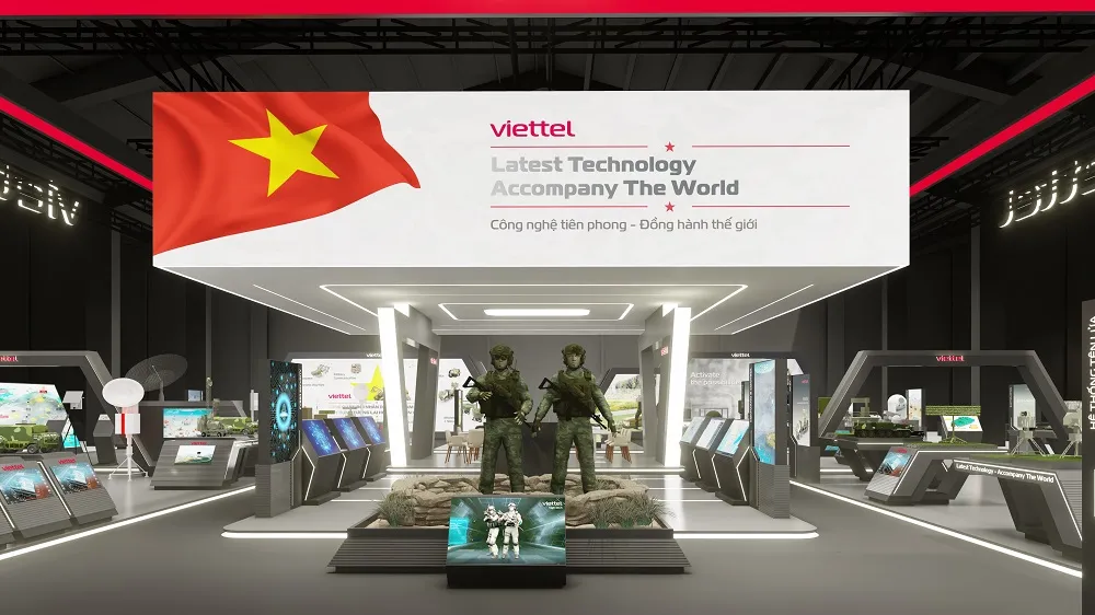 7-Với chủ đề “Bảo vệ Tổ quốc – Khai phóng sức mạnh”, không gian triển lãm được thiết kế như một trận địa phòng thủ kiên cố, với trung tâm điều khiển nằm giữa và bao quanh là các hệ thống công nghệ hiện đại .jpg