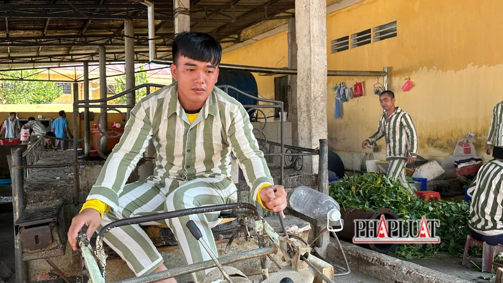 Rất nhiều phạm nhân đã tận dụng thời gian chấp hành án trong trại giam để học nghề. Ảnh: VÕ TÙNG Trại giam Xuân Lộc