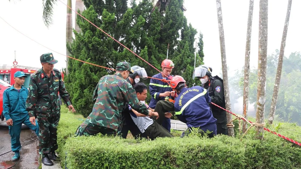 Diễn tập PCCC tỉnh Lâm Đồng năm 2023. Ảnh: VÕ TÙNG