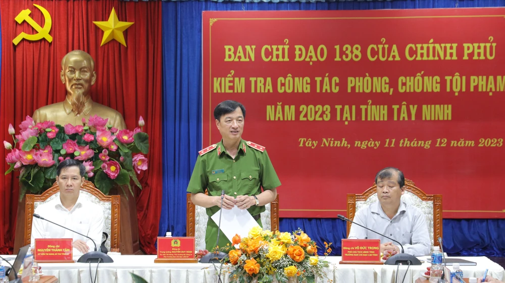 Trung tướng Nguyễn Duy Ngọc làm việc với tỉnh Tây Ninh về phòng chống tội phạm