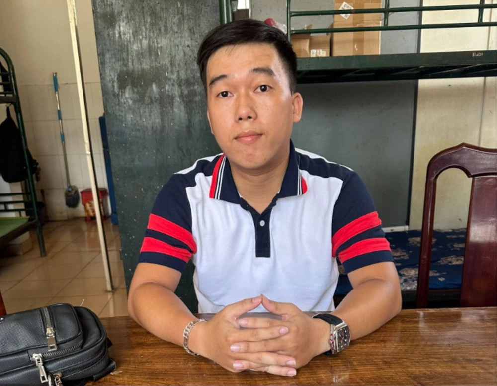 Bùi Quốc Minh Quân tại công an Bảo Lâm. Ảnh: VT siau-lua-111.jpg