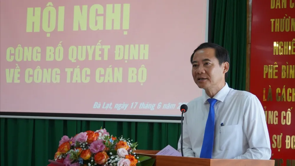 Quyền Bí thư Tỉnh uỷ Lâm Đồng phát biểu tại hội nghị. Ảnh: VT thanh-uy-da-lat-111.jpg