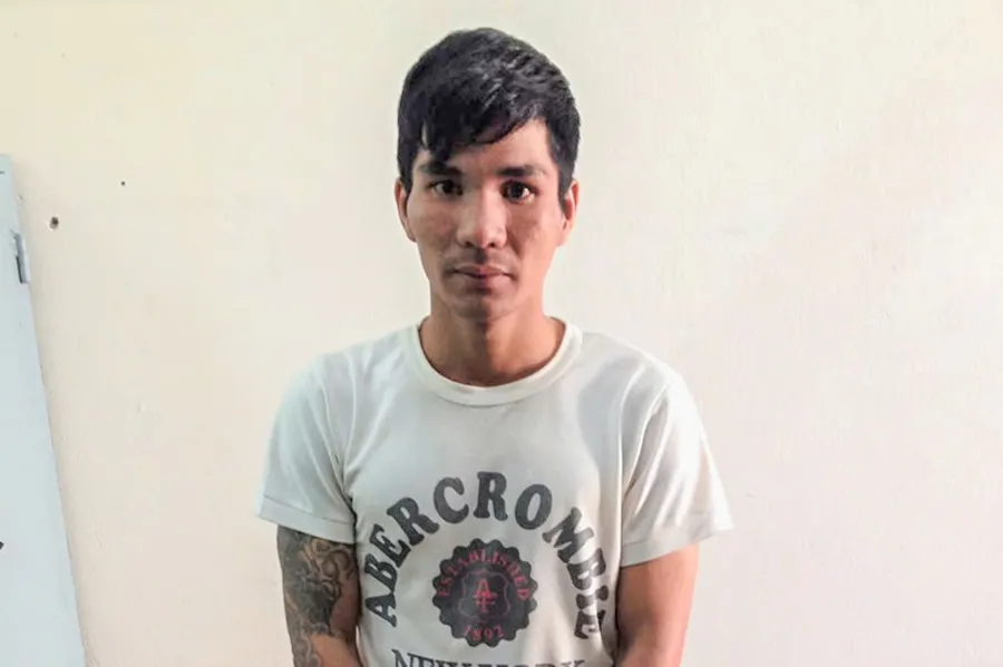 Nguyễn Minh Quân tại cơ quan công an. Ảnh: VT