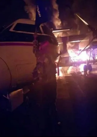 Hiện trường căn cứ quân sự Trại Simba ở miền đông Kenya bị tấn công hôm 5-1. Ảnh: AL-SHABAAD công bố