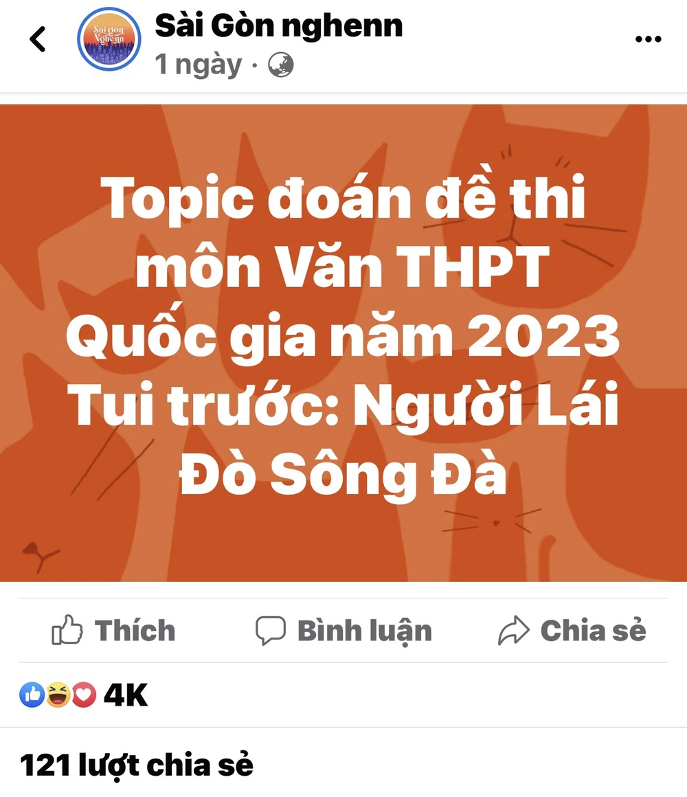 Mạng xã hội Facebook xuất hiện nhiều fanpage dự đoán đề thi Ngữ văn trong kỳ thi THPT 2023, thu hút sự quan tâm từ các thí sinh. Ảnh chụp màn hình.