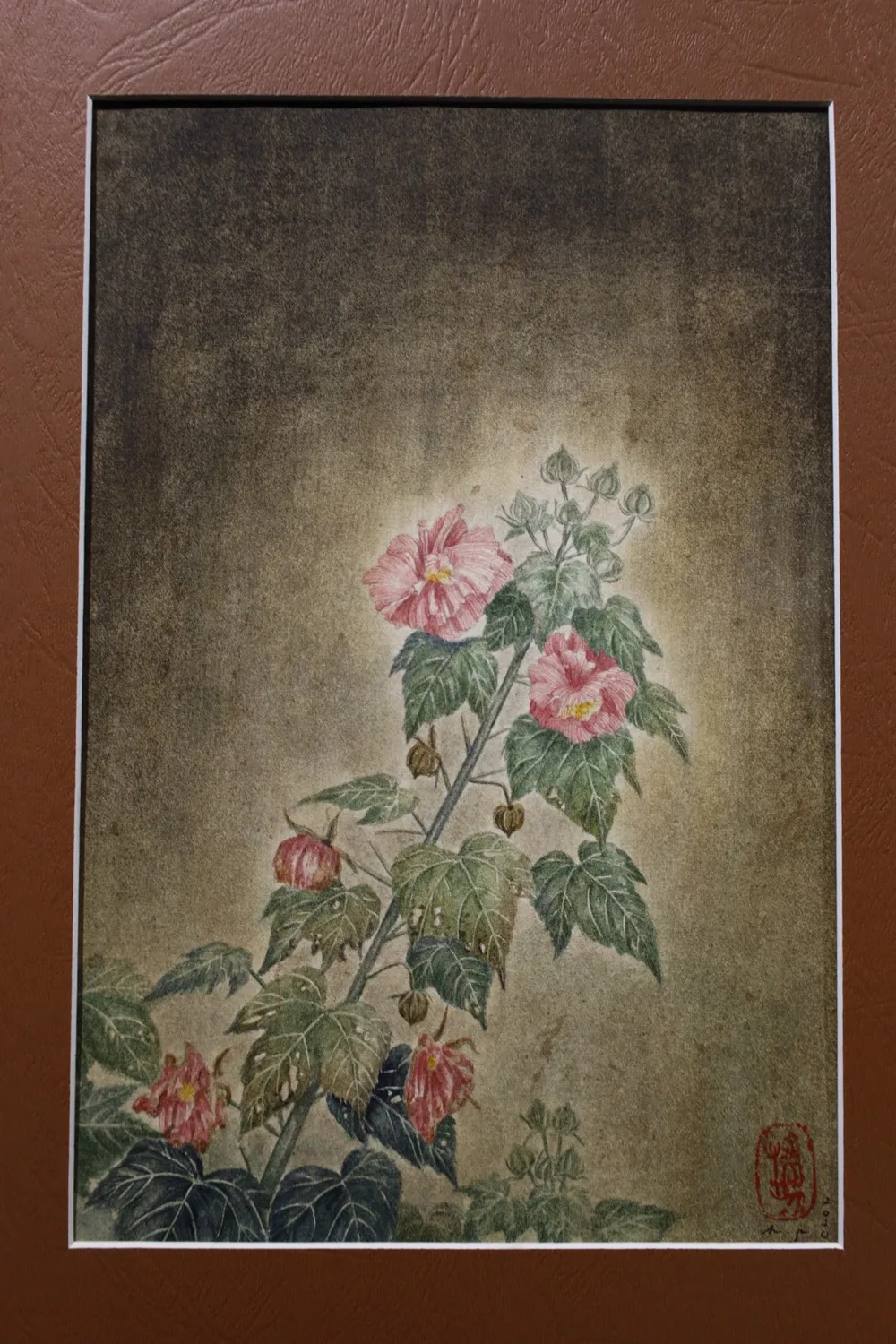 Tác phẩm “Những đóa phù dung” minh họa cho bài thơ: “Ngày rồi lại đêm/những đóa phù dung/tàn rồi lại nở”. Ảnh: QUỐC HƯƠNG.