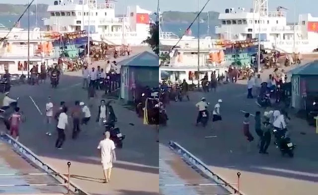 Hiện trường vụ hỗn chiến hồi tháng 8-2018. Ảnh cắt từ clip người dân cung cấp.