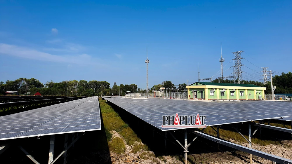 Một dự án điện mặt trời trên địa bàn huyện Phụng Hiệp, tỉnh Hậu Giang. Ảnh: CHÂU ANH