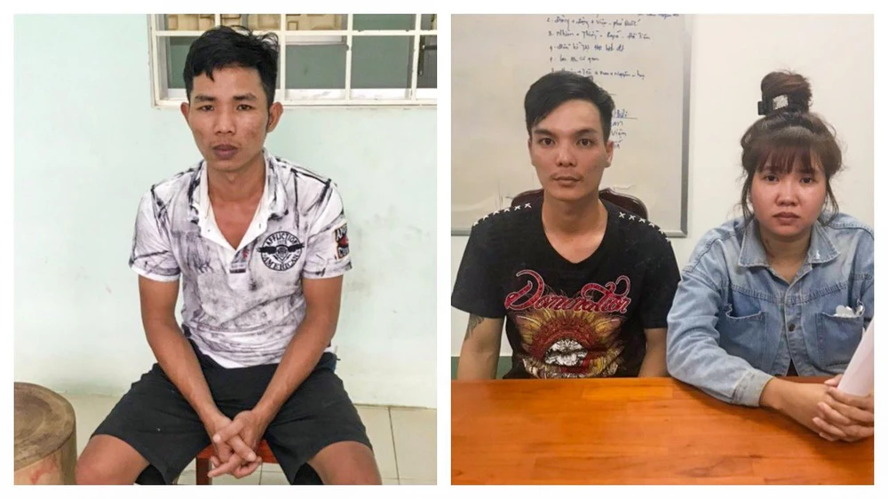 Bị can Tuấn (hình trái) khai nhận đã mua súng của vợ chồng Hoài, Trâm (hình phải), sau đó cải tạo và bán cho người có nhu cầu. Ảnh: VĂN VŨ