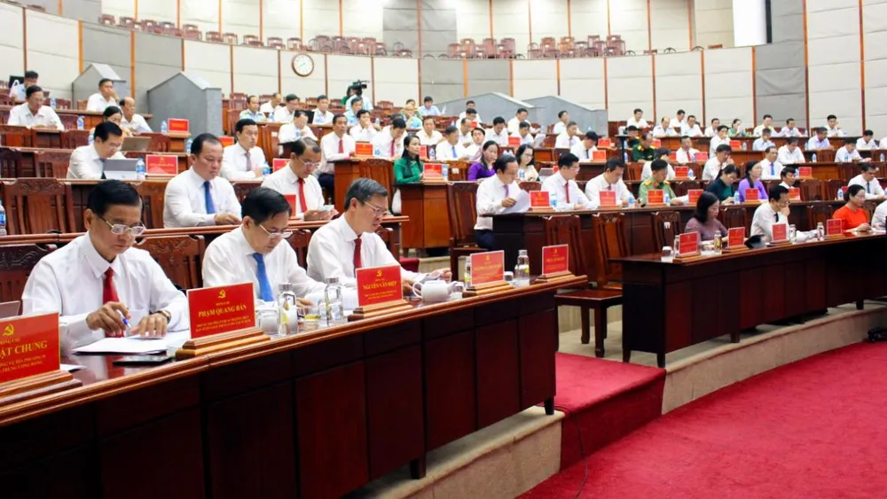 Quang cảnh Hội nghị trực tuyến sơ kết công tác quý III-2022 của Tỉnh ủy Hậu Giang. Ảnh: TS