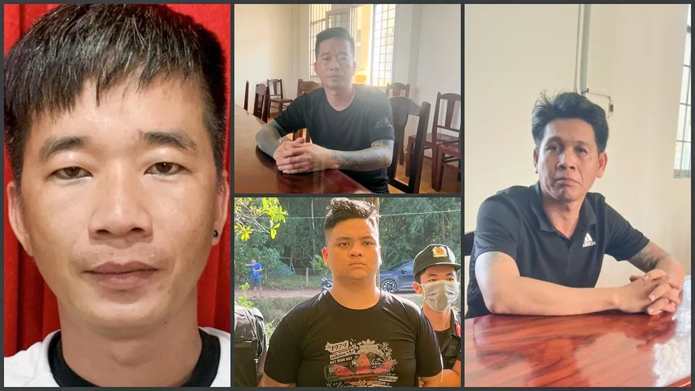 Công an xác định, ngoài Hai Lượng, còn bốn nghi can khác là chủ mưu, cầm đầu vụ nổ súng, đó là (từ trái qua, trên xuống): Bùi Đức Ngọc, Nguyễn Văn Thái (Thái Bus), Đoàn Thiên Long và Nguyễn Quốc Vinh. Ảnh: TUẤN THY Công an xác định, ngoài Hai Lượng, còn bốn nghi can khác là chủ mưu, cầm đầu vụ nổ súng, đó là (từ trái qua, trên xuống): Bùi Đức Ngọc, Nguyễn Văn Thái (Thái Bus), Đoàn Thiên Long và Nguyễn Quốc Vinh. Ảnh: TUẤN THY