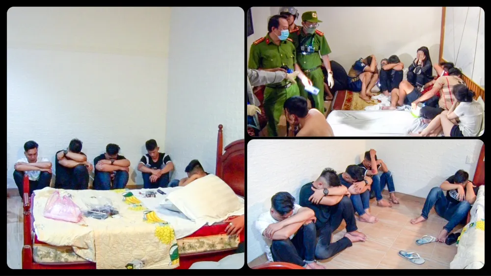 Bất ngờ kiểm tra khách sạn Kim Phượng ở TP Rạch Giá, Công an phát hiện có 24 người dương tính với chất ma túy. Ảnh: VĂN VŨ