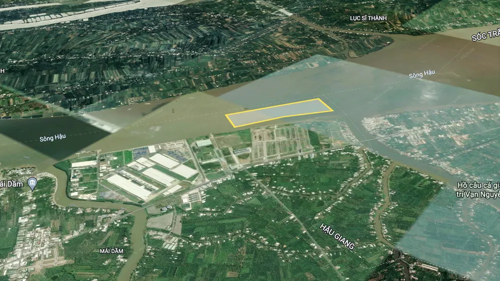 Khu vực hai Công ty đề nghị UBND tỉnh Hậu Giang cấp phép thăm dò cát san lấp nằm trên sông Hậu đoạn qua địa bàn thị trấn Mái Dầm (huyện Châu Thành).