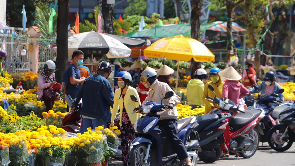 Một người kinh doanh hoa trên đường Trần Văn Hoài than thở: “Hoa vạn thọ cách đây nhiều ngày có giá từ 200.000-220.000 đồng/cặp, sau đó, giảm còn 150.000/cặp, rồi đến trưa nay dù giảm còn 100.000/cặp nhưng vẫn ế ẩm, thậm chí có người trả giá chỉ phân nửa”.