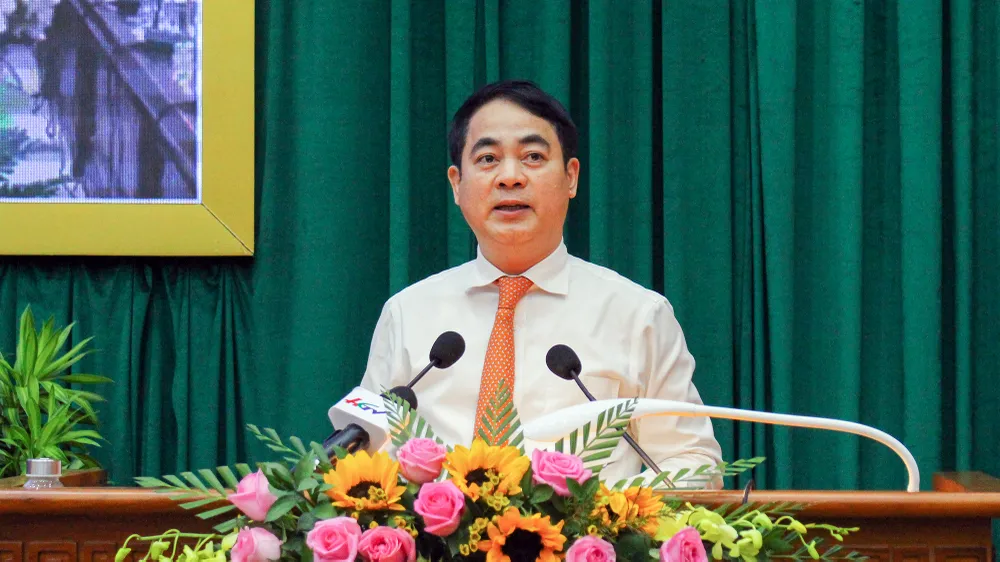 Ông Nghiêm Xuân Thành, Bí thư Tỉnh ủy Hậu Giang phát biểu chỉ đạo tại Hội nghị. Ảnh: TS