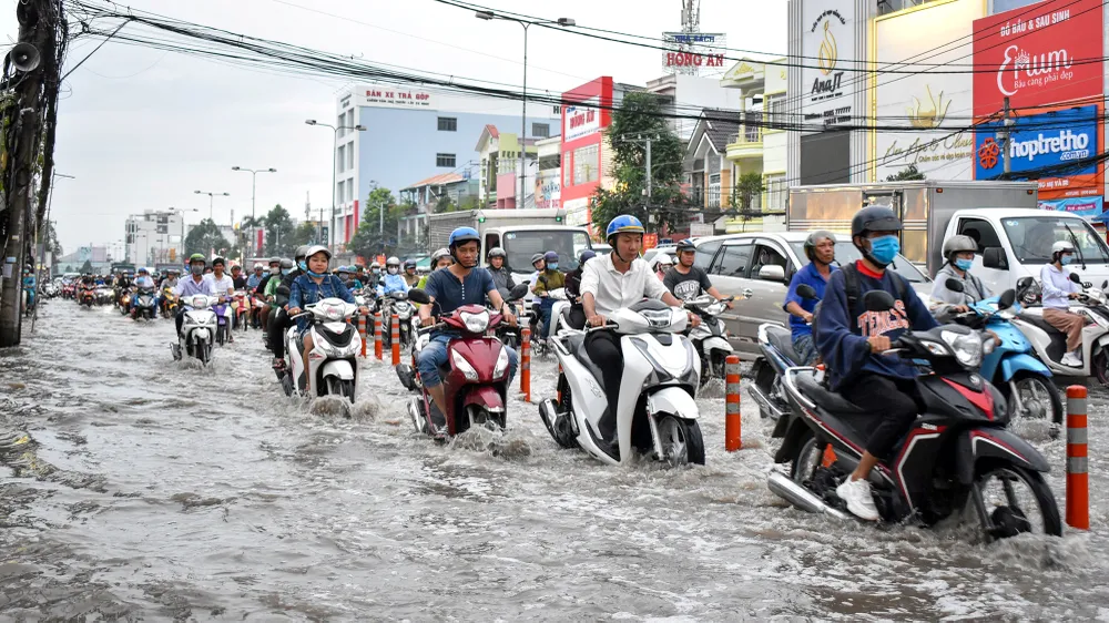 Dự báo đến cuối thế kỷ XXI, toàn bộ 13 tỉnh, TP tại vùng đồng bằng đều có nguy cơ ngập, một số đô thị lớn có nguy cơ ngập cao, trong đó có TP Cần Thơ. Ảnh: CHÂU ANH