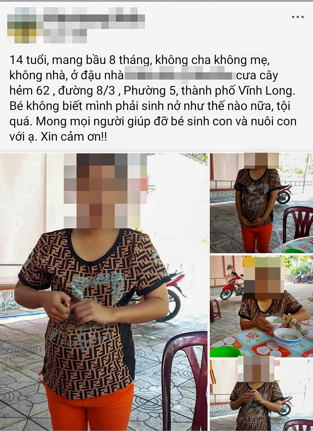 Bài đăng trên Facebook về bé gái 14 tuổi mang thai tám tháng, được nhiều người quan tâm. Bài đăng trên Facebook về bé gái 14 tuổi mang thai tám tháng, được nhiều người quan tâm.