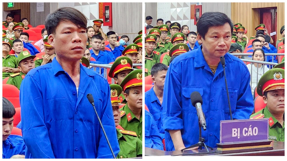 Từ trái qua: Cùng tội giết người, bị cáo Võ Văn Lương (Hai Lượng) bị tuyên phạt 9 năm tù và Bùi Minh Trung (Trung Cà Mau) bị tuyên phạt 14 năm tù. Ảnh: VĂN VŨ vu-giai-quyet-mau-thuan-bang-sung-phu-quoc-kien-giang-9.jpg
