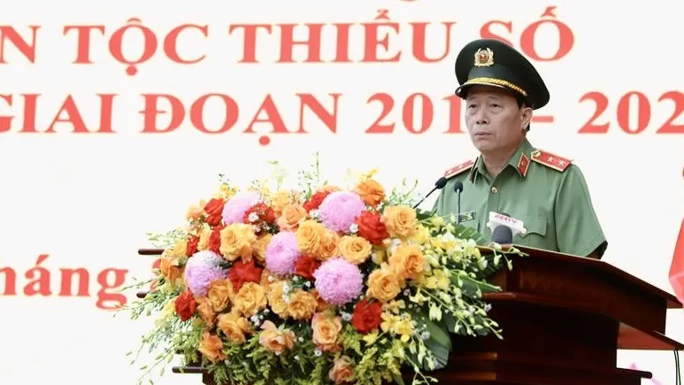 Trung tướng Lê Quốc Hùng, Thứ trưởng Bộ Công an phát biểu chỉ đạo tại Hội nghị. Ảnh: CAST ảnh.jpg