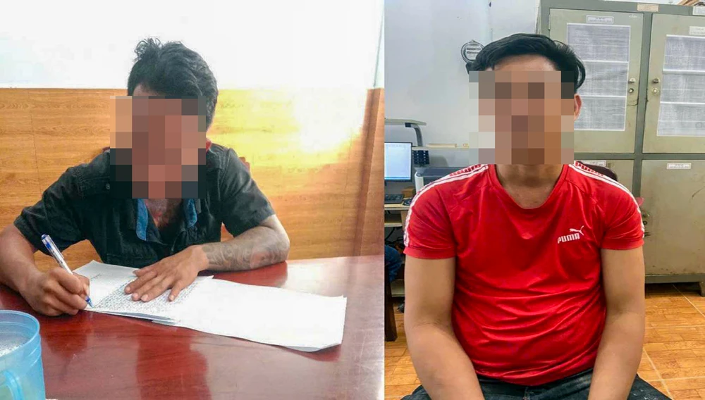 Từ thông tin kêu gọi của Công an, của báo chí và mạng xã hội, Nguyễn Hoàng Nam và Phạm Ngọc Định đã đến cơ quan Công an đầu thú. Ảnh: CAKG cong-an-tinh-kien-giang.jpg