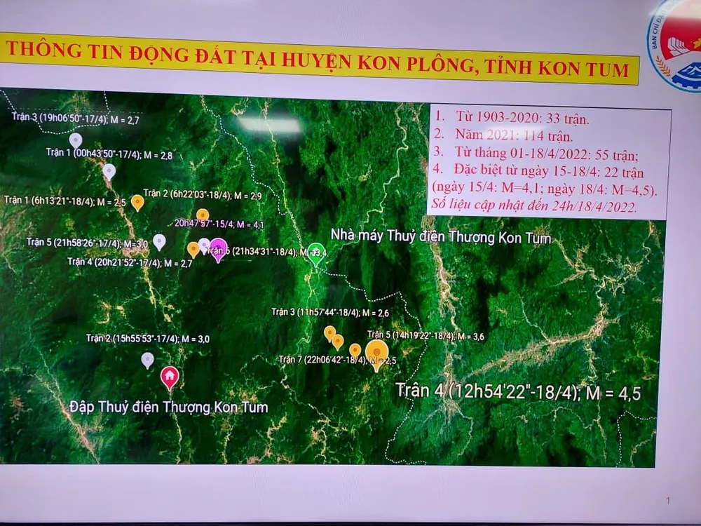Thông tin động đất tại huyện Kon Plông, tỉnh Kon Tum. Ảnh: PCTT Thông tin động đất tại huyện Kon Plông, tỉnh Kon Tum. Ảnh: PCTT