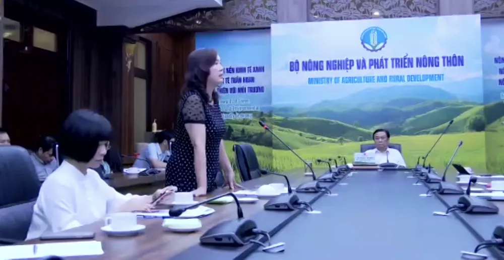 Bà Vũ Thị Hậu, Chủ tịch Hiệp hội các nhà bán lẻ Việt Nam nêu ý kiến tại cuộc họp. Ảnh: AH