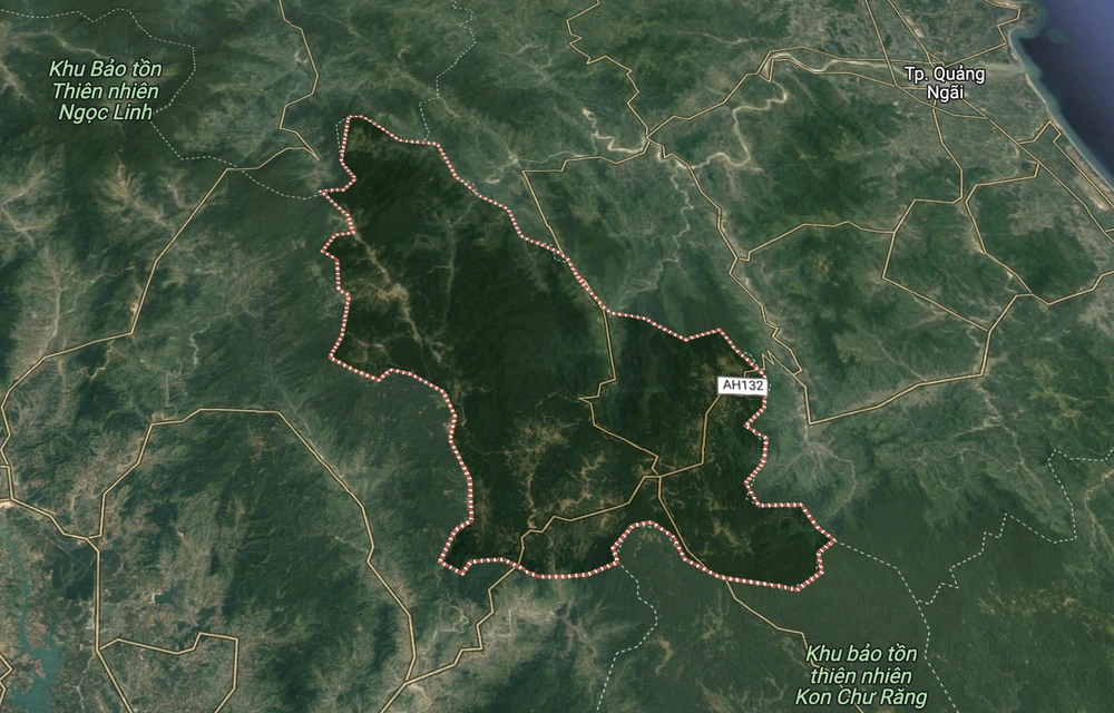 Khu vực huyện Kon Plông, tỉnh Kon Tum, nơi liên tiếp xảy ra động đất. Ảnh: Chụp từ Google Map