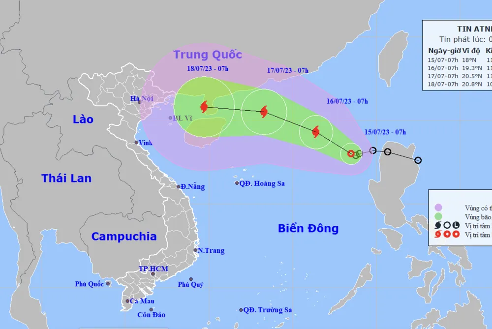 Áp thấp nhiệt đới vào biển Đông, đang mạnh lên thành bão. Ảnh: TTKTQG