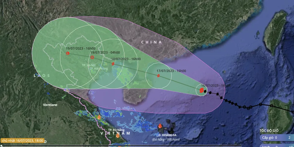 Dự báo từ chiều mai, 17-7, bão có thể sẽ gây gió mạnh trên Vịnh Bắc Bộ. Ảnh: VNDMS