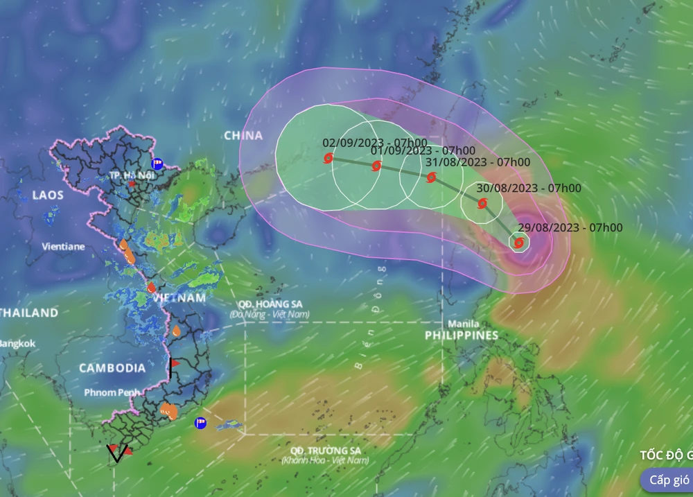 Dự báo đường đi của bão Sao La. Ảnh: VNDMS