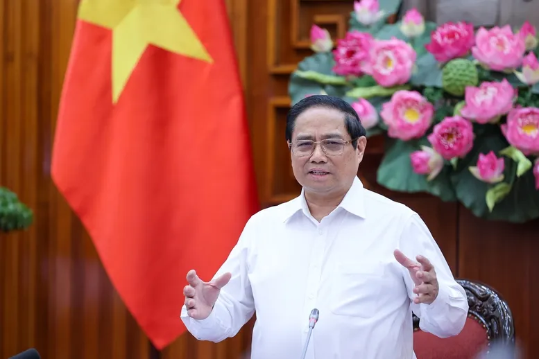 Thủ tướng Phạm Minh Chính phát biểu tại cuộc họp. Ảnh: VGP 500 kV mạch 3..jpg