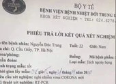 Bệnh viện thông tin vụ giả kết quả xét nghiệm virus Corona